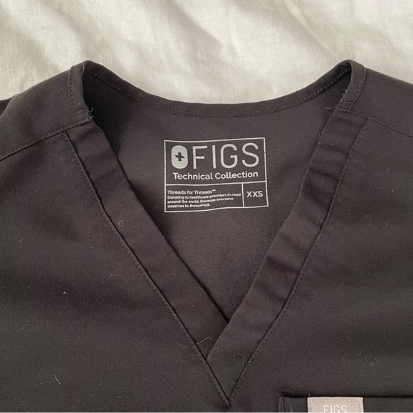 FIGS XXS Women’s Scrub Top Black Short Sleeve - Picture 2 of 5